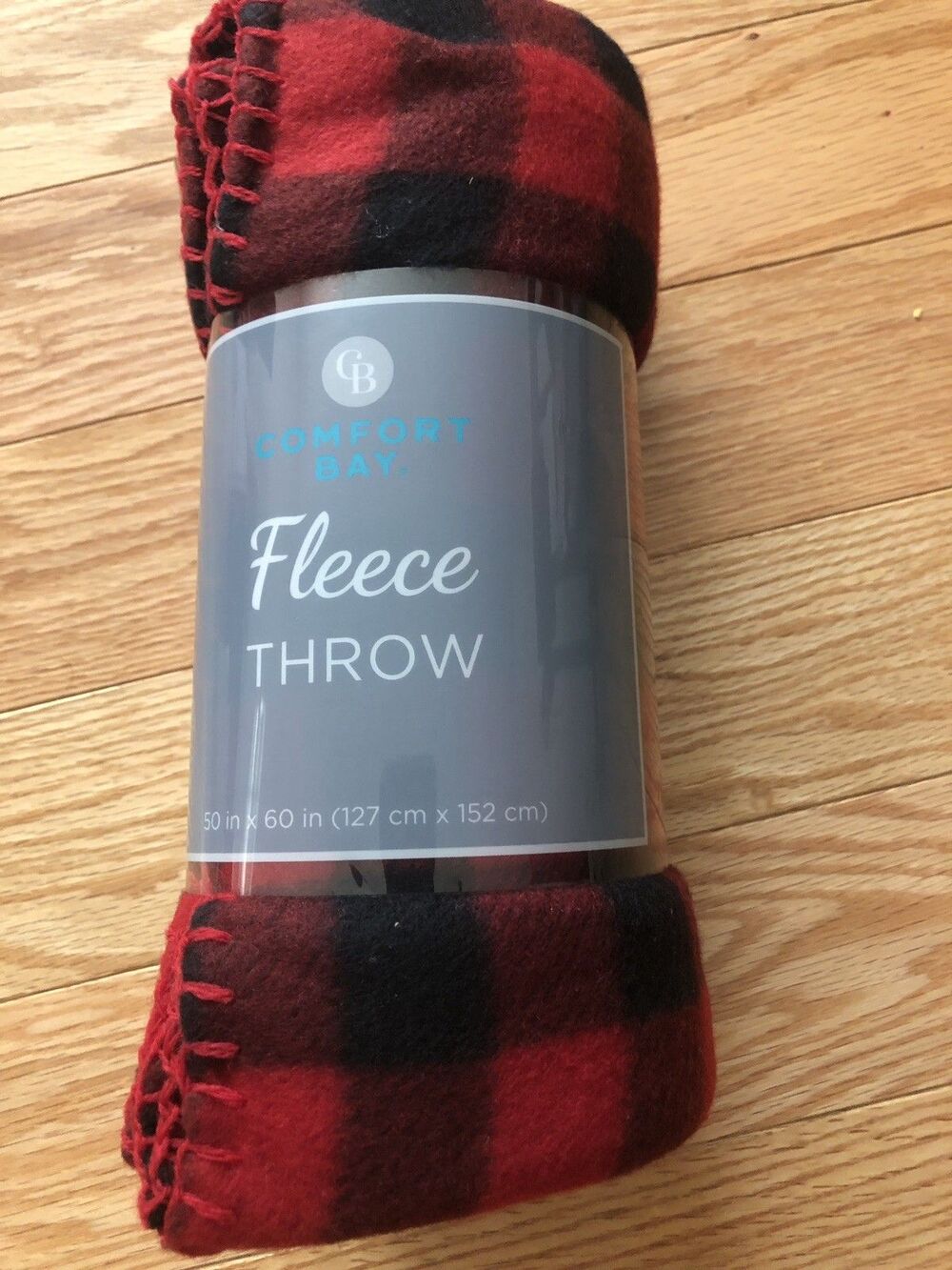 Comfort Bay Soft Red‎ & Black Plaid Fleece Throw/Blanket 50"×60" ~New
